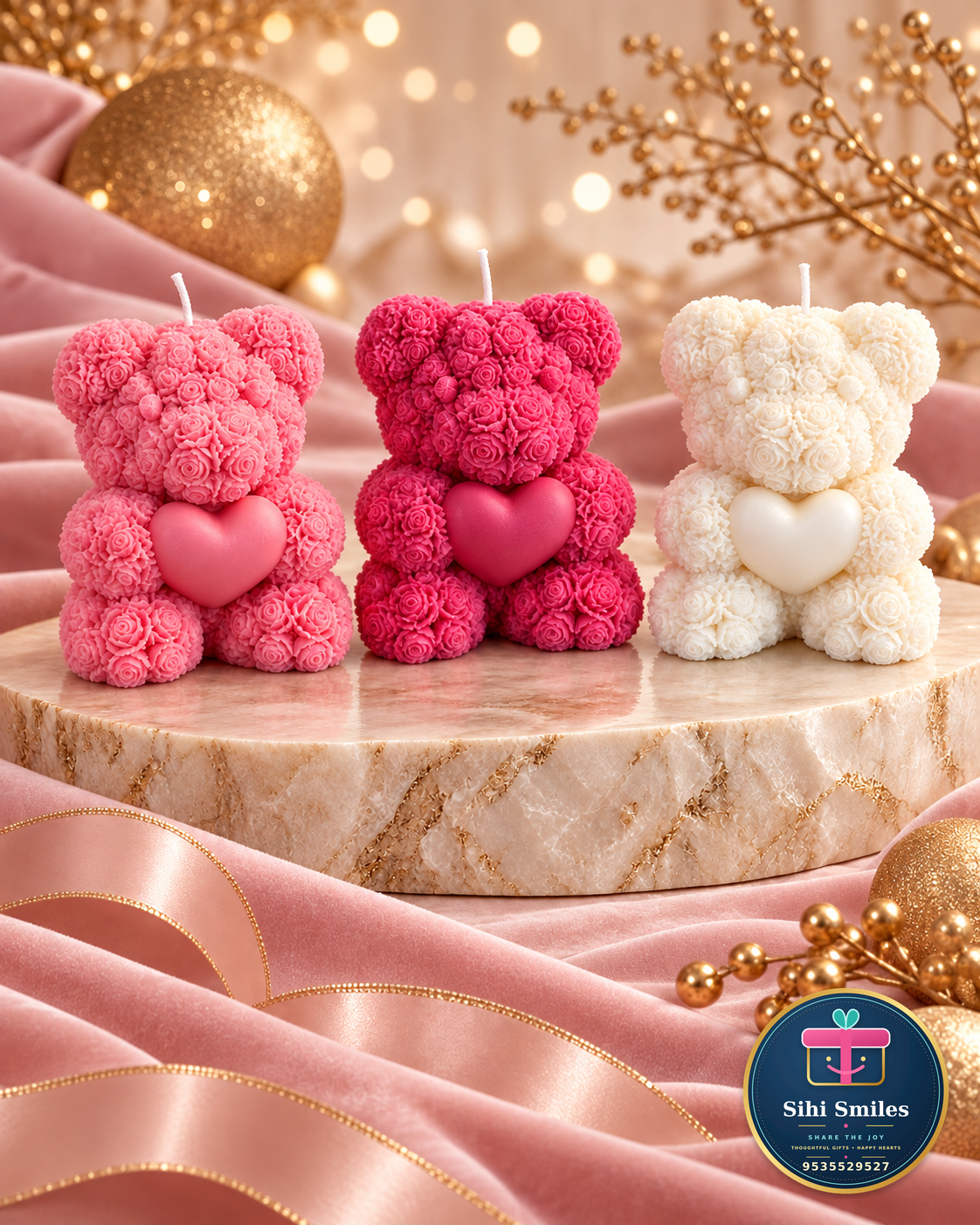 Teddy Heart Candle