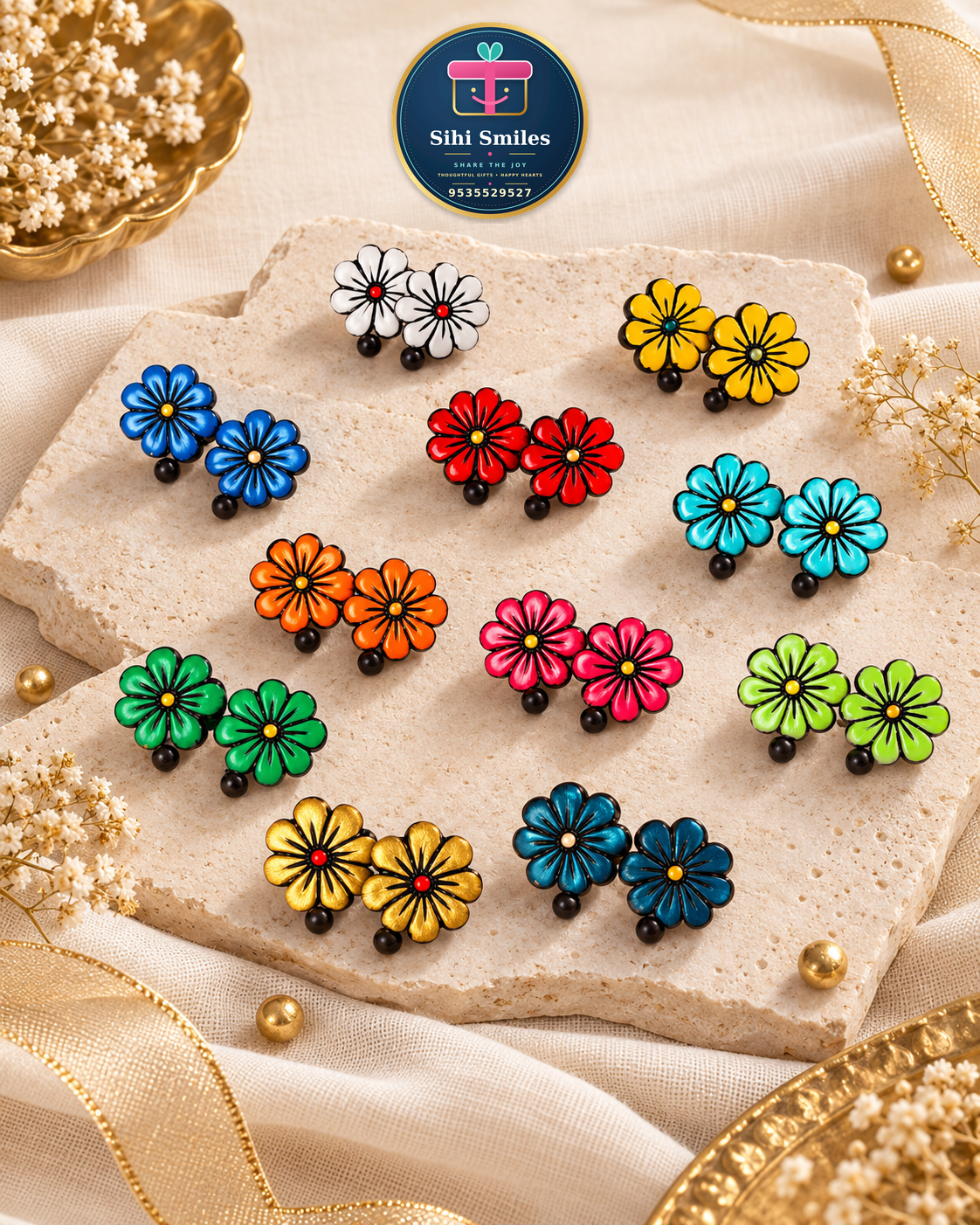 Rainbow Floral Studs