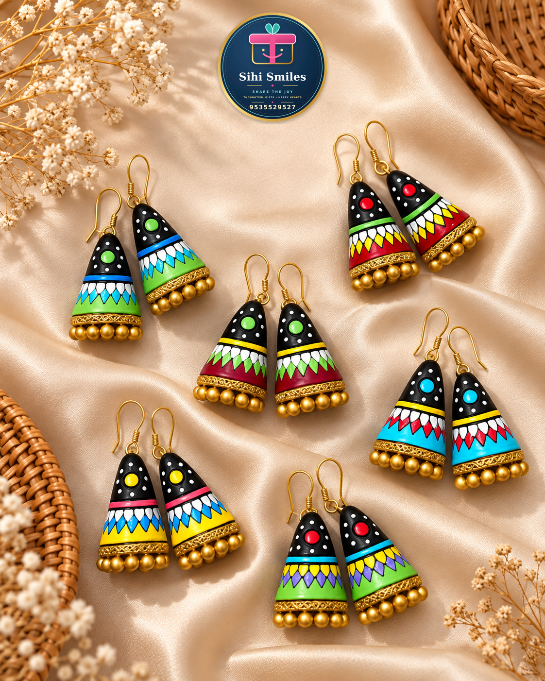Geometric Triangle Jhumkas