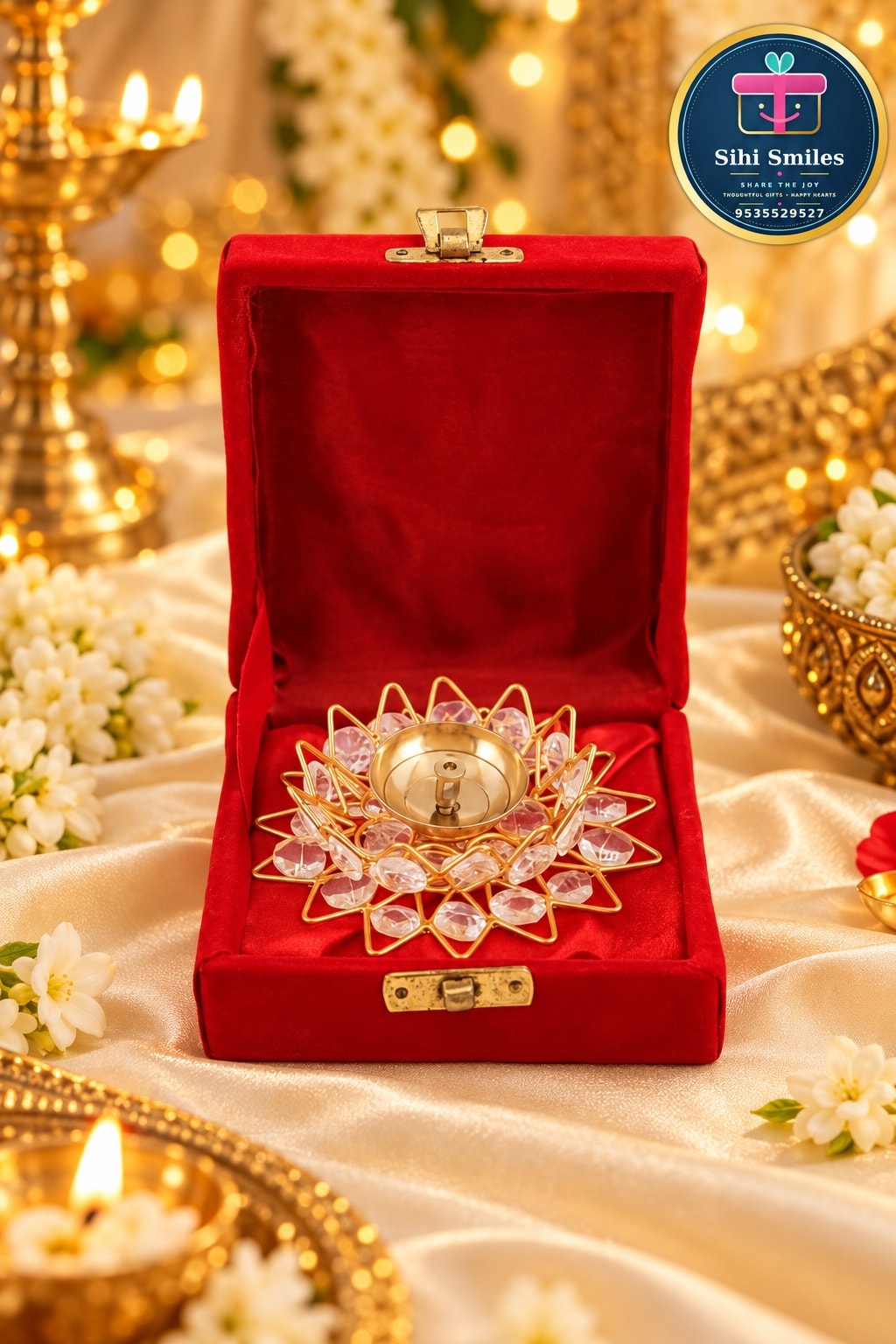 Gombe Bagina — Crystal Lotus Diya