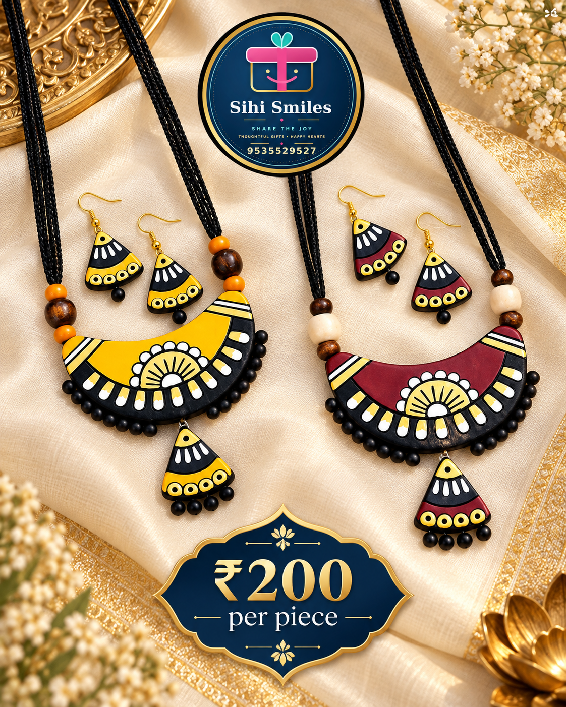 Artisan Painted Necklace Set
